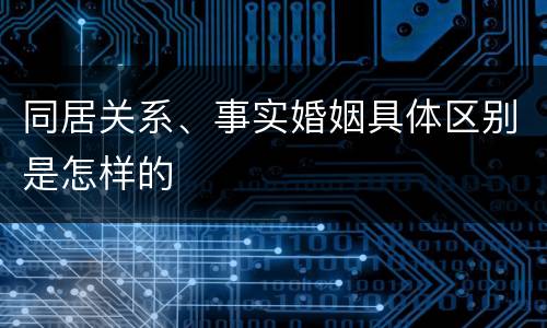 同居关系、事实婚姻具体区别是怎样的