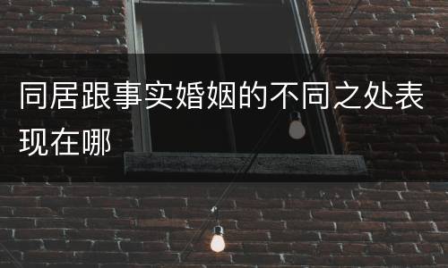 同居跟事实婚姻的不同之处表现在哪