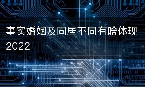 事实婚姻及同居不同有啥体现2022