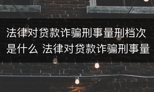 法律对贷款诈骗刑事量刑档次是什么 法律对贷款诈骗刑事量刑档次是什么要求
