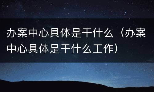 办案中心具体是干什么（办案中心具体是干什么工作）