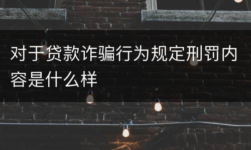 对于贷款诈骗行为规定刑罚内容是什么样