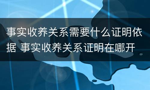 事实收养关系需要什么证明依据 事实收养关系证明在哪开