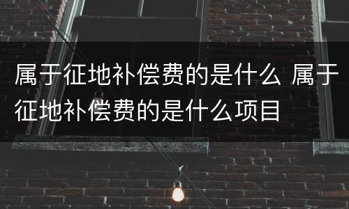 属于征地补偿费的是什么 属于征地补偿费的是什么项目