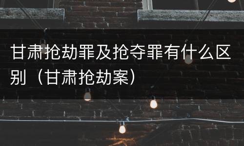 甘肃抢劫罪及抢夺罪有什么区别（甘肃抢劫案）
