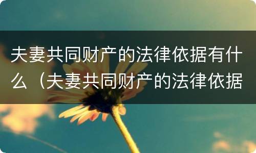 夫妻共同财产的法律依据有什么（夫妻共同财产的法律依据有什么要求）
