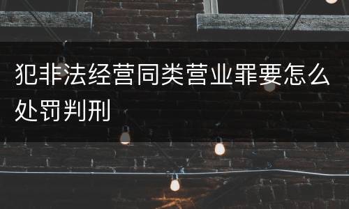 犯非法经营同类营业罪要怎么处罚判刑