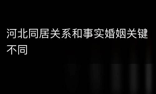 河北同居关系和事实婚姻关键不同