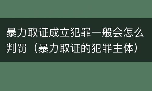 暴力取证成立犯罪一般会怎么判罚（暴力取证的犯罪主体）