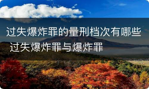 过失爆炸罪的量刑档次有哪些 过失爆炸罪与爆炸罪