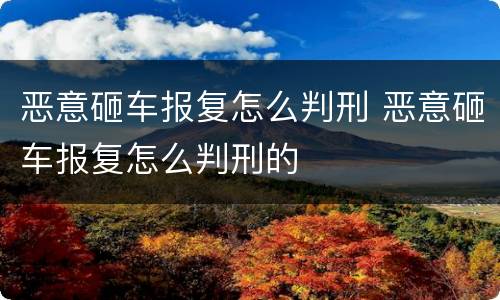 恶意砸车报复怎么判刑 恶意砸车报复怎么判刑的