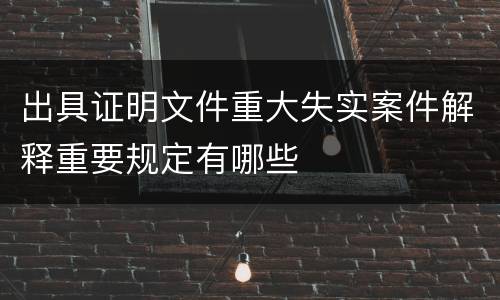 出具证明文件重大失实案件解释重要规定有哪些