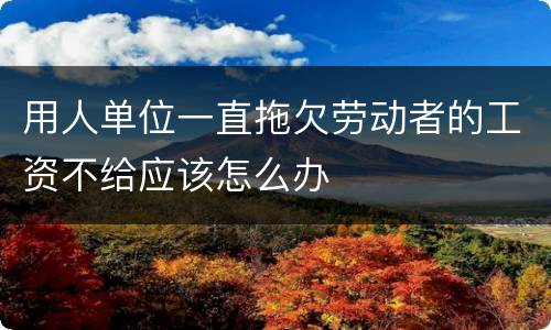 用人单位一直拖欠劳动者的工资不给应该怎么办
