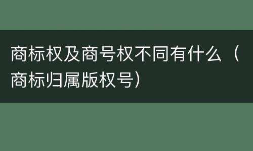 商标权及商号权不同有什么（商标归属版权号）