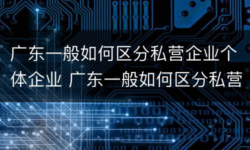 广东一般如何区分私营企业个体企业 广东一般如何区分私营企业个体企业和企业