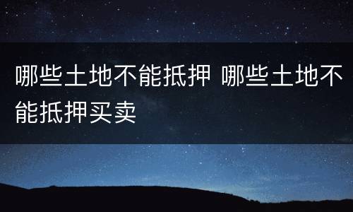 哪些土地不能抵押 哪些土地不能抵押买卖