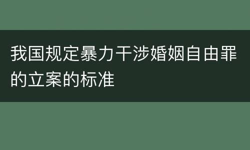 我国规定暴力干涉婚姻自由罪的立案的标准