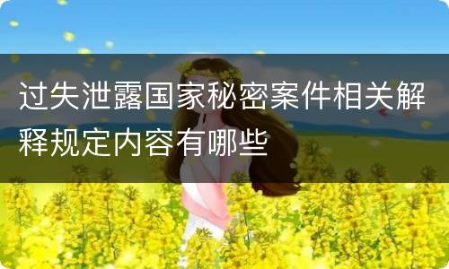 过失泄露国家秘密案件相关解释规定内容有哪些