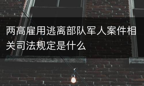 两高雇用逃离部队军人案件相关司法规定是什么