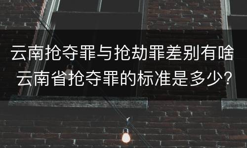 云南抢夺罪与抢劫罪差别有啥 云南省抢夺罪的标准是多少?
