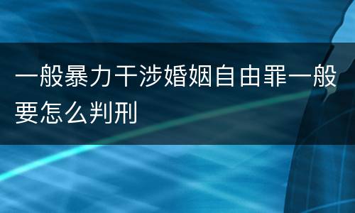 一般暴力干涉婚姻自由罪一般要怎么判刑