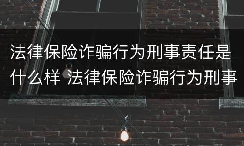 法律保险诈骗行为刑事责任是什么样 法律保险诈骗行为刑事责任是什么样的案例