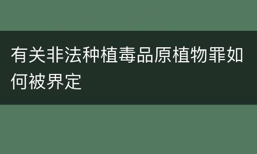 有关非法种植毒品原植物罪如何被界定