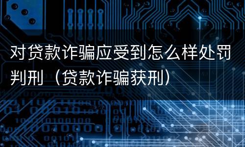 对贷款诈骗应受到怎么样处罚判刑（贷款诈骗获刑）