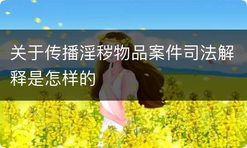 关于传播淫秽物品案件司法解释是怎样的