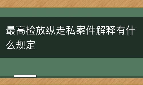 最高检放纵走私案件解释有什么规定