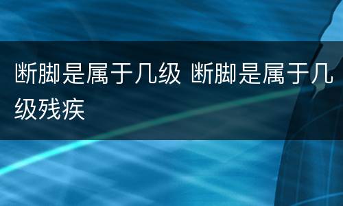 断脚是属于几级 断脚是属于几级残疾