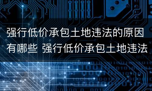 强行低价承包土地违法的原因有哪些 强行低价承包土地违法的原因有哪些呢