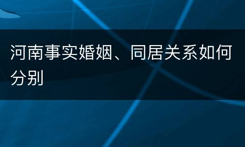 河南事实婚姻、同居关系如何分别