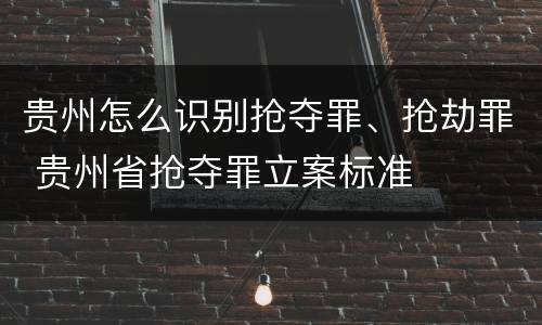 贵州怎么识别抢夺罪、抢劫罪 贵州省抢夺罪立案标准
