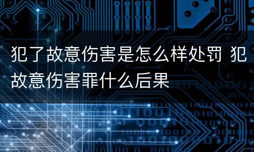 犯了故意伤害是怎么样处罚 犯故意伤害罪什么后果