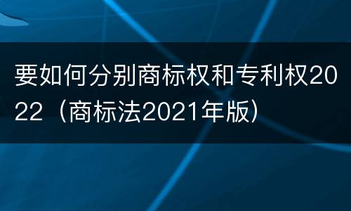 要如何分别商标权和专利权2022（商标法2021年版）