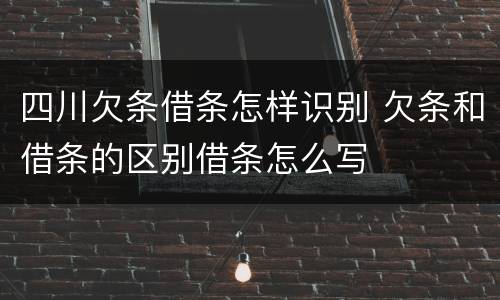 四川欠条借条怎样识别 欠条和借条的区别借条怎么写