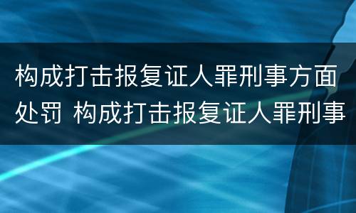 构成打击报复证人罪刑事方面处罚 构成打击报复证人罪刑事方面处罚决定书