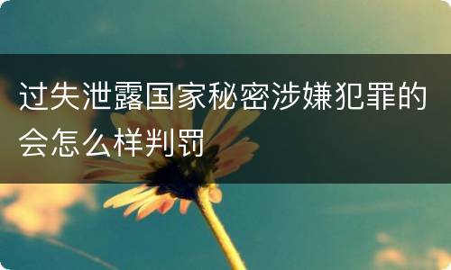 过失泄露国家秘密涉嫌犯罪的会怎么样判罚