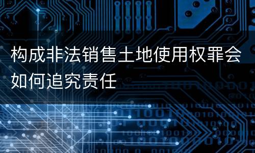 构成非法销售土地使用权罪会如何追究责任