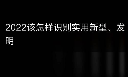 2022该怎样识别实用新型、发明