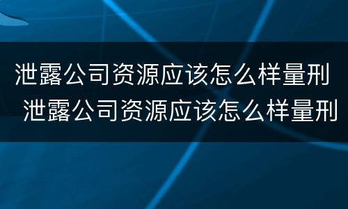 泄露公司资源应该怎么样量刑 泄露公司资源应该怎么样量刑案例