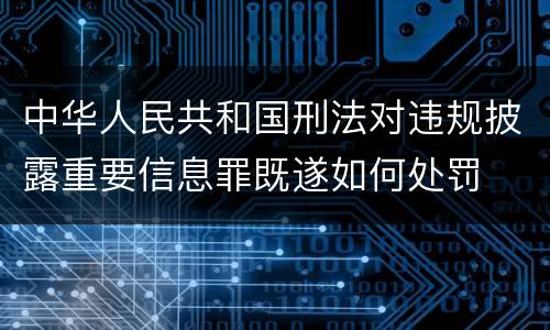 中华人民共和国刑法对违规披露重要信息罪既遂如何处罚