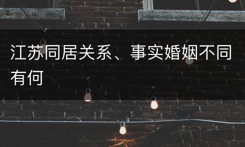 江苏同居关系、事实婚姻不同有何