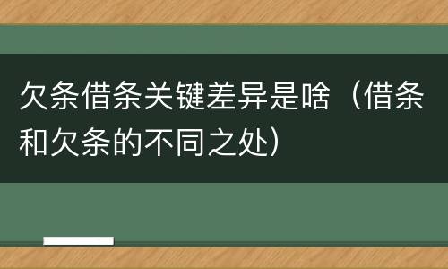 欠条借条关键差异是啥（借条和欠条的不同之处）