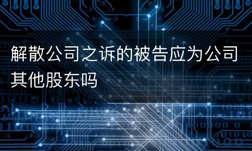 解散公司之诉的被告应为公司其他股东吗