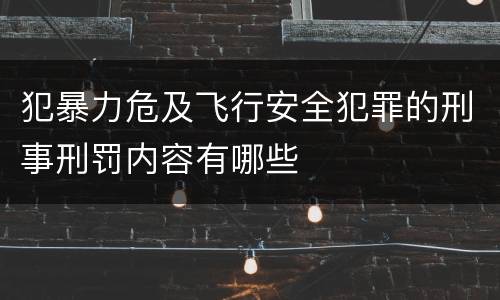 犯暴力危及飞行安全犯罪的刑事刑罚内容有哪些