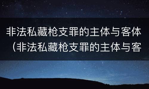 非法私藏枪支罪的主体与客体（非法私藏枪支罪的主体与客体是指）
