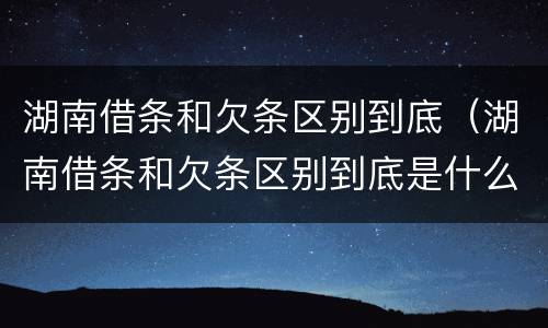 湖南借条和欠条区别到底（湖南借条和欠条区别到底是什么）