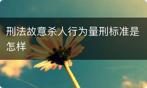 刑法故意杀人行为量刑标准是怎样